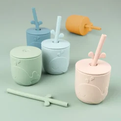 Peekaboo straw cup 2-pack - Wally - Grey
