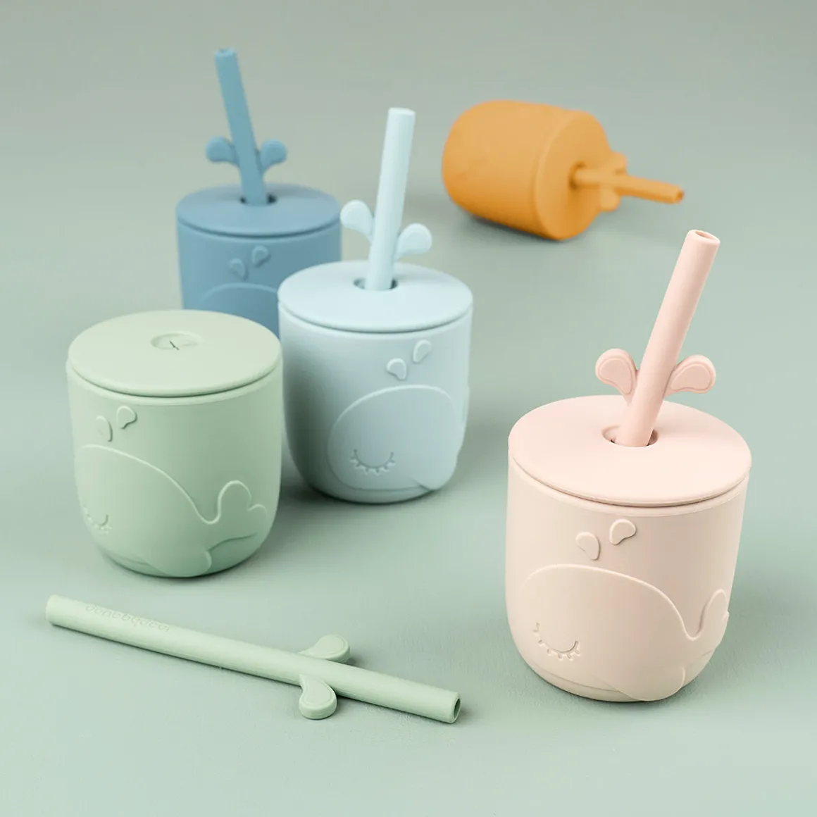 Peekaboo straw cup 2-pack - Wally - Blue
