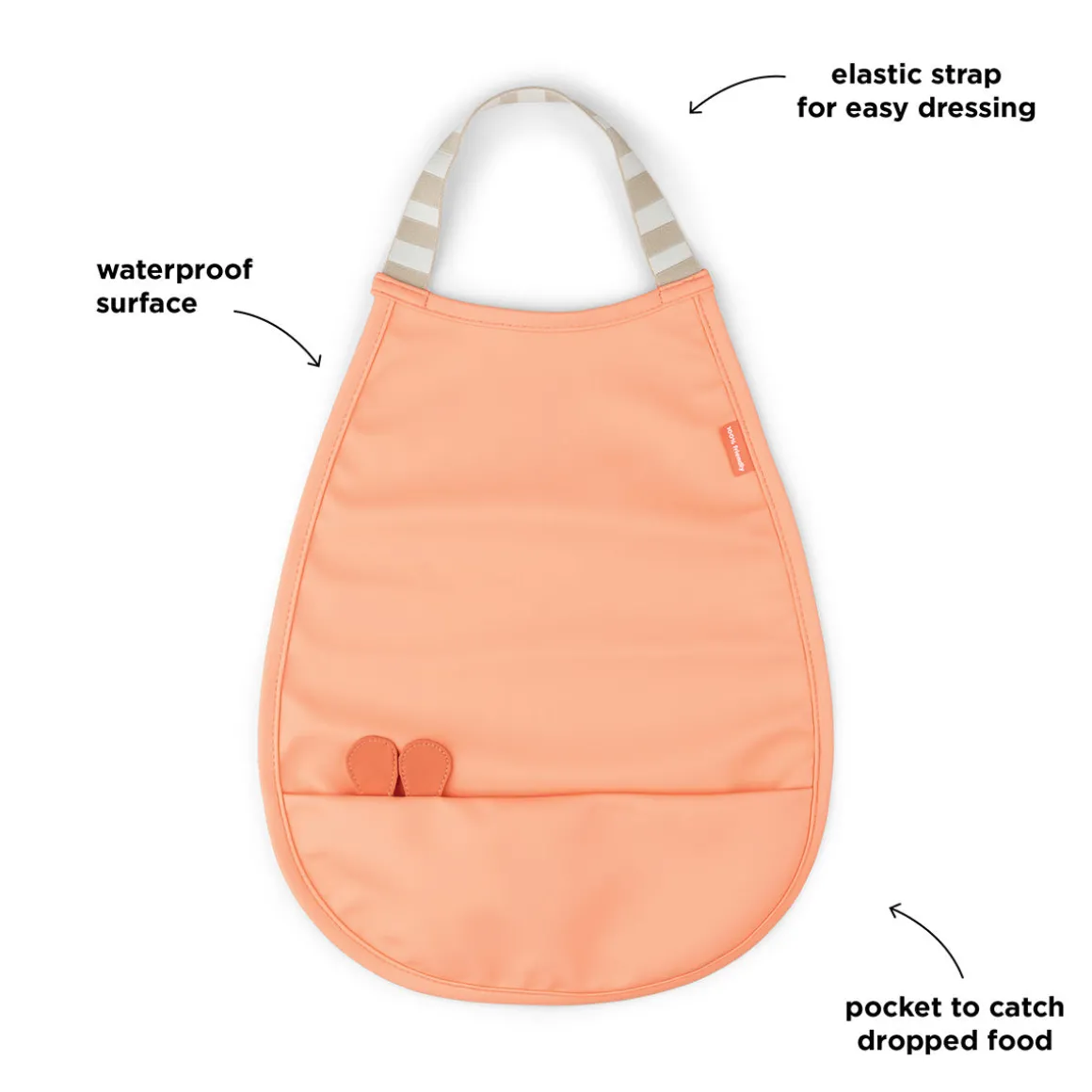 Pull-over bib - Raffi - Coral