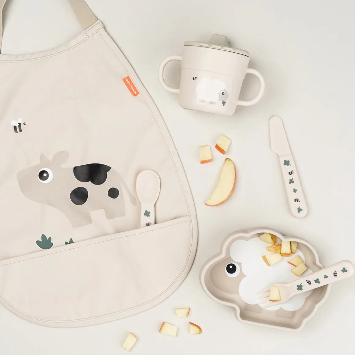 Pull-over bib - Tiny farm - Sand