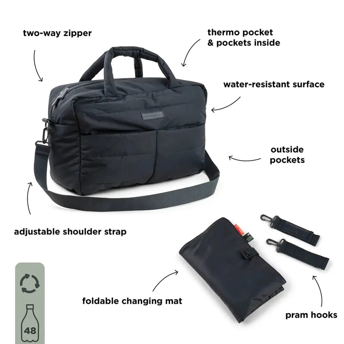 Quilted changing bag - Black