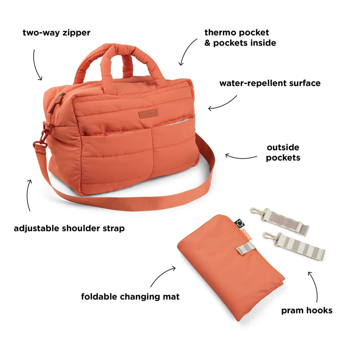 Quilted changing bag - Papaya