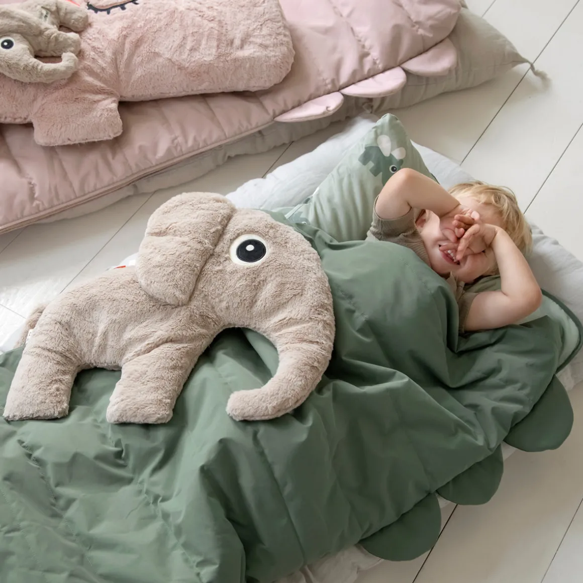 Quilted kids slumber bag - Croco - Green