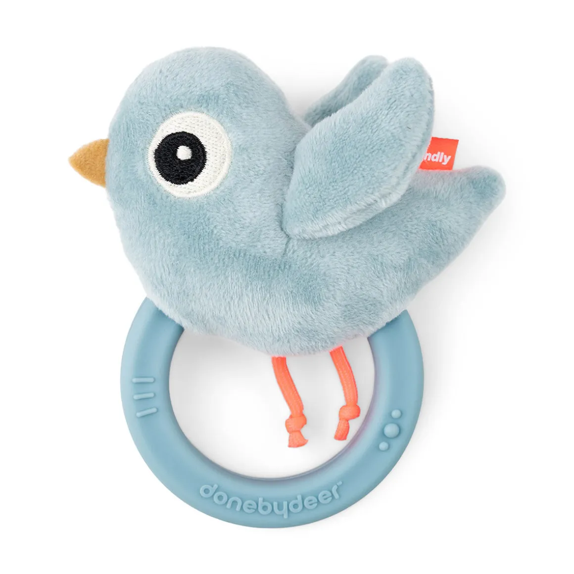 Sensory rattle w/teether - Birdee - Blue