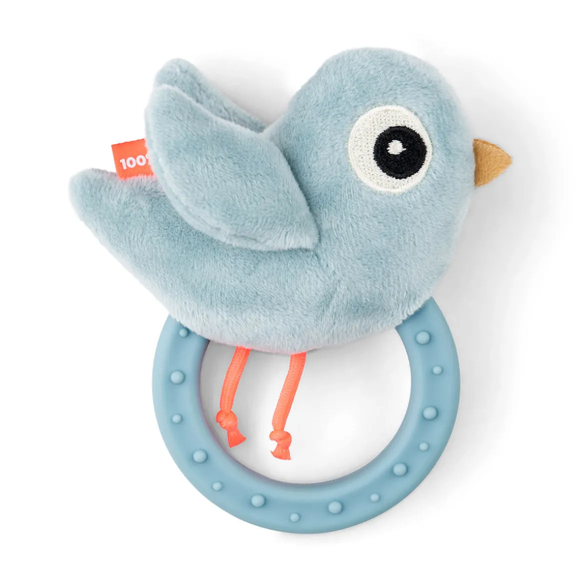 Sensory rattle w/teether - Birdee - Blue