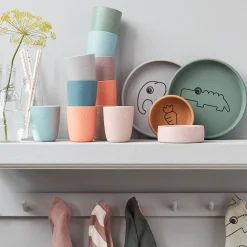 Silicone dinner set - Elphee - Grey/Mustard/Blue