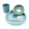 Silicone dinner set - Happy clouds - Blue