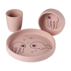 Silicone dinner set - Sea friends - Powder
