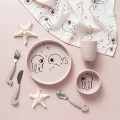 Silicone dinner set - Sea friends - Powder