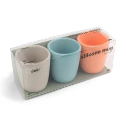 Silicone mini mug 3-pack - Coral/Sand/Blue