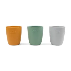 Silicone mini mug 3-pack - Green/Mustard/Sand