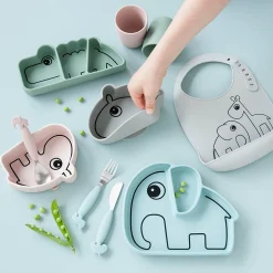 Silicone Stick & Stay snackplate - Croco - Green