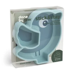 Silicone Stick&Stay snack plate - Birdee - Blue