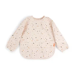 Sleeved pocket bib - Happy dots - Powder