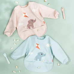 Sleeved pocket bib - Playground - Blue