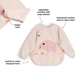 Sleeved pocket bib - Tiny farm - Powder