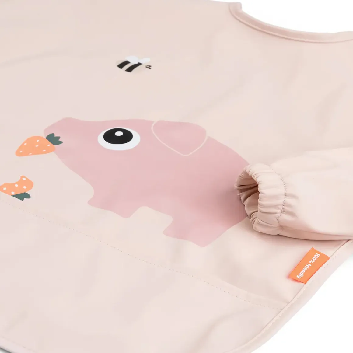 Sleeved pocket bib - Tiny farm - Powder