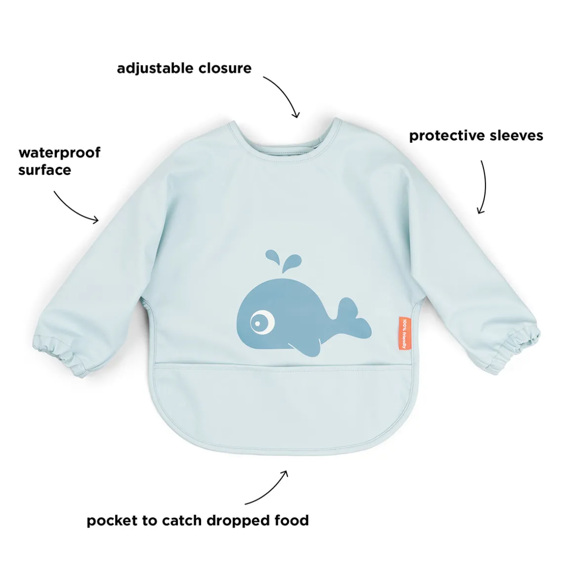 Sleeved pocket bib - Wally - Blue