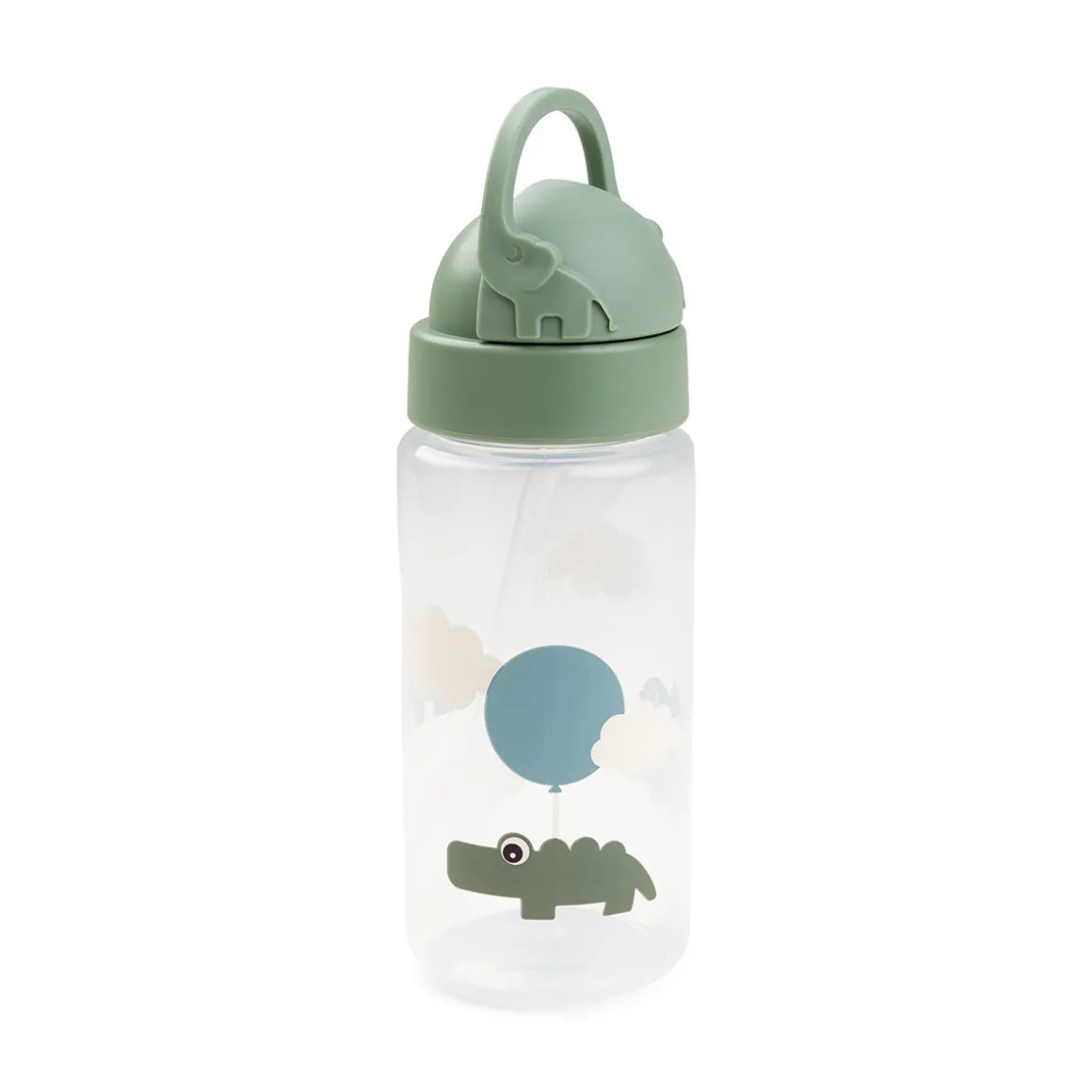 Straw bottle - Happy clouds - Green - 350 ml