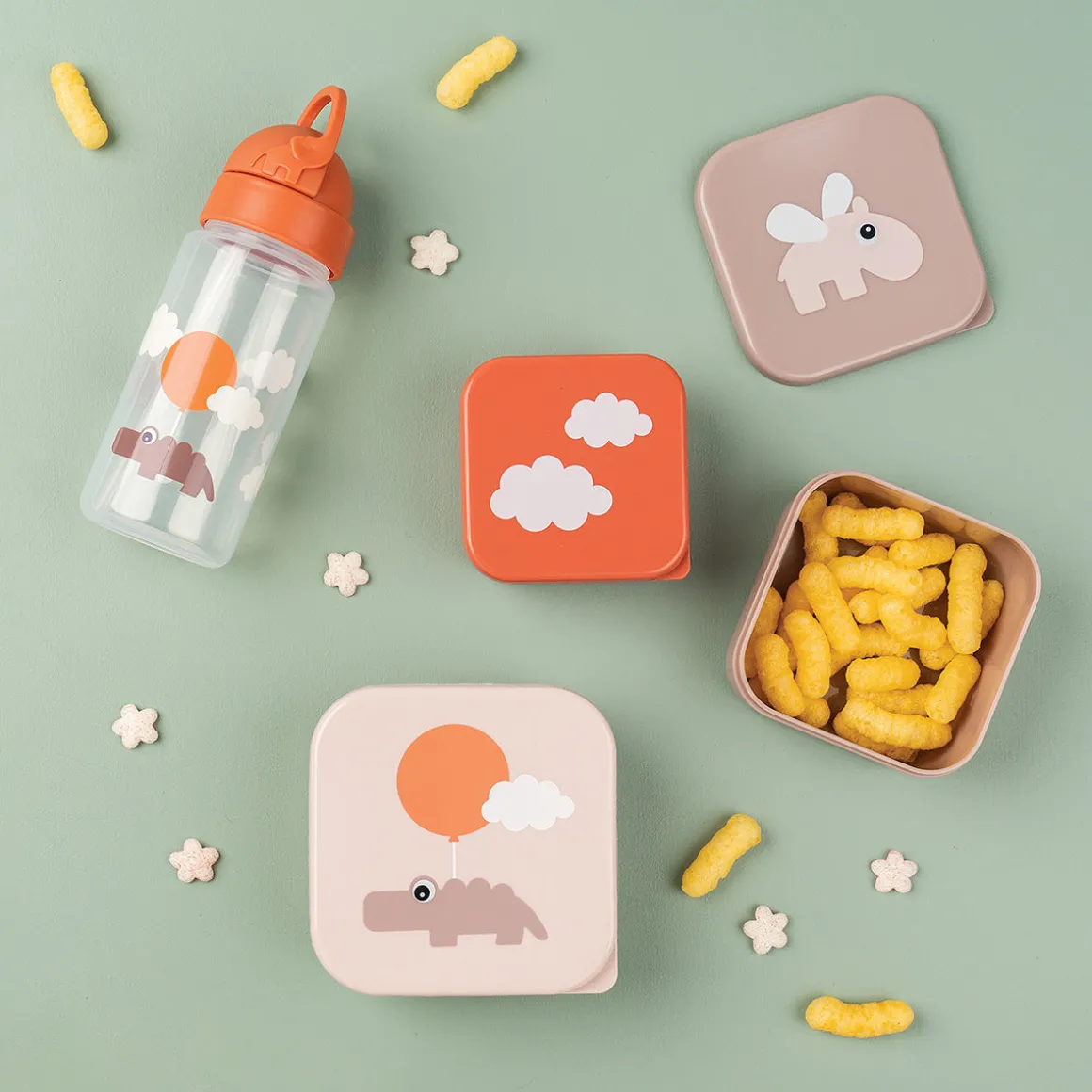 Straw bottle - Happy clouds - Papaya - 350 ml
