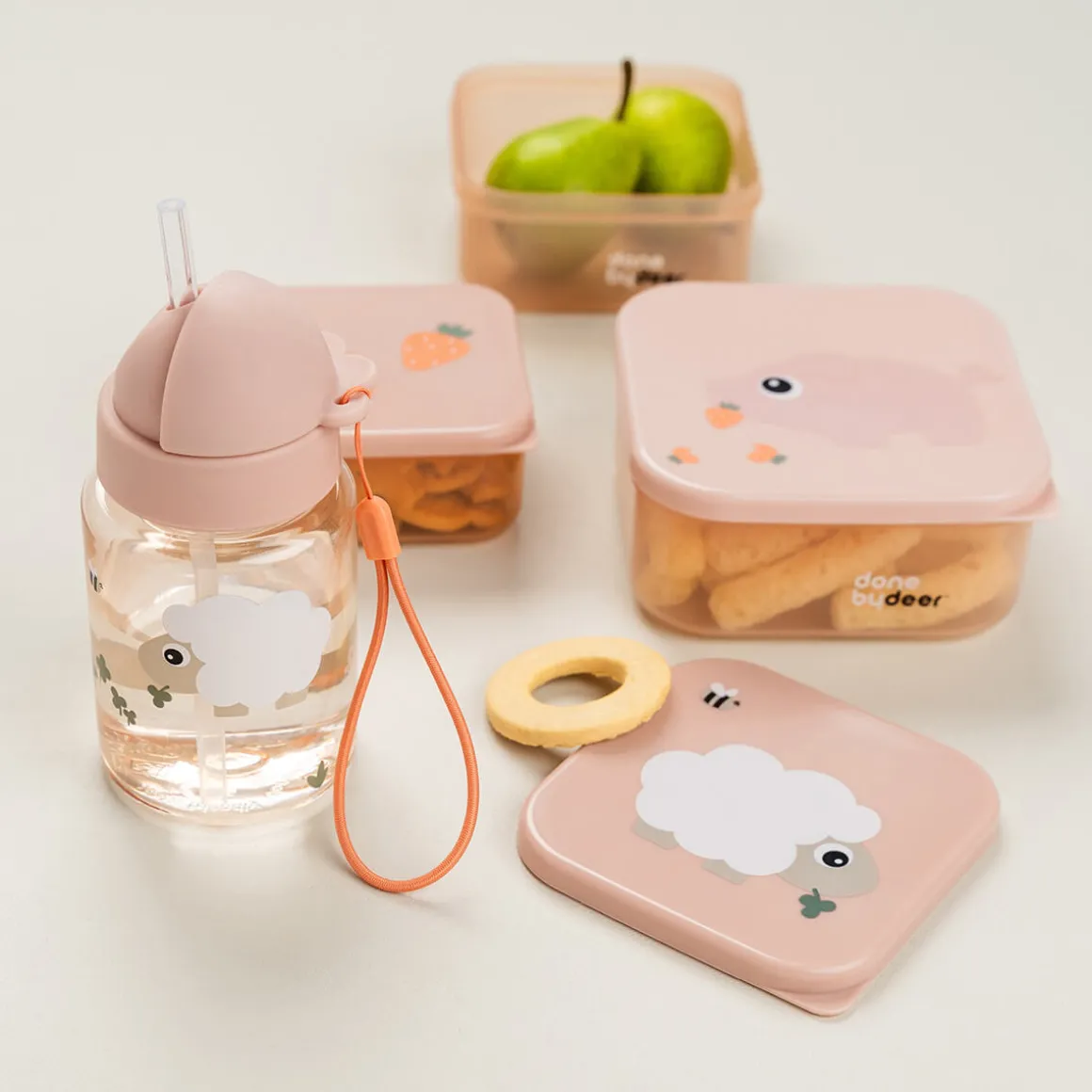 Straw bottle - Tiny farm - Powder - 280 ml