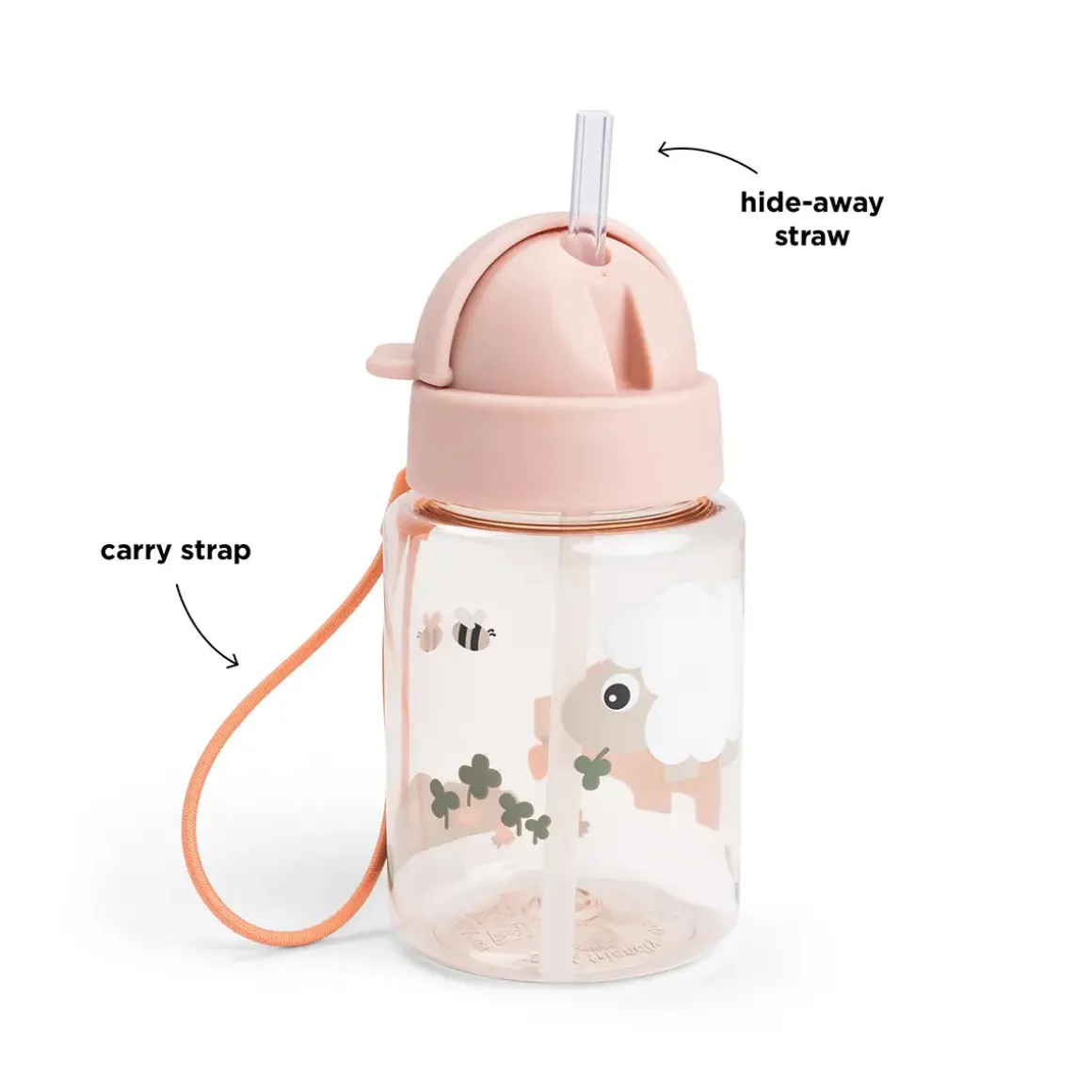 Straw bottle - Tiny farm - Powder - 280 ml