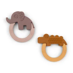 Teether 2-pack - Deer friends - Mustard/Powder