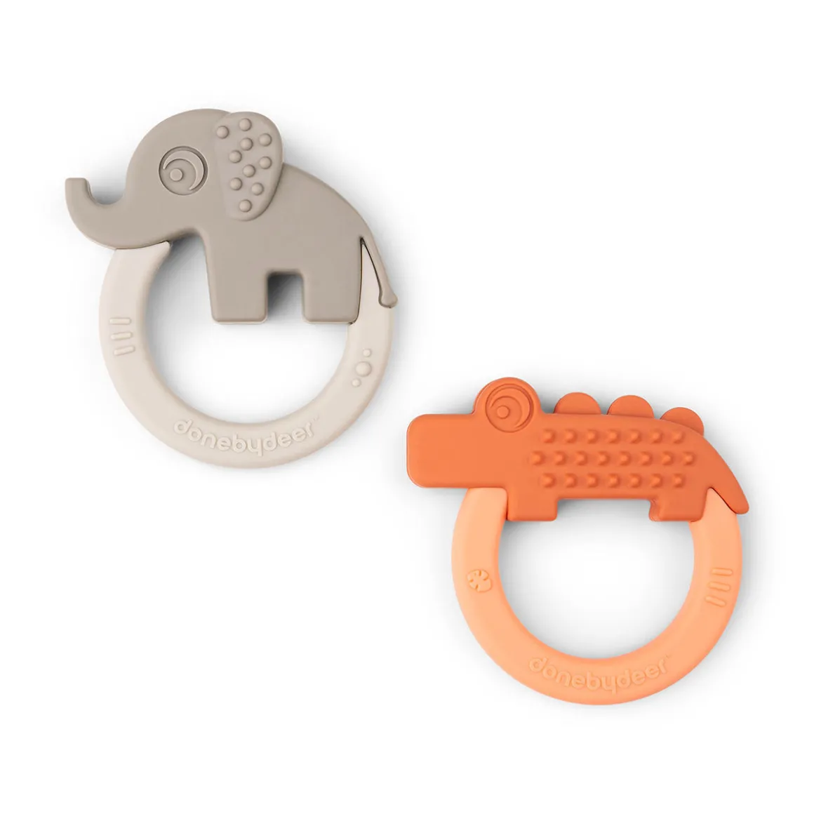 Teether 2-pack - Deer friends - Papaya/Sand