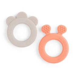 Teether 2-pack - Deer friends - Sand/Coral