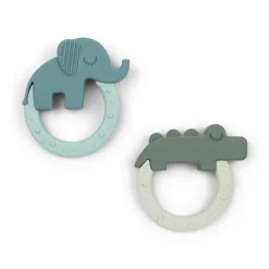 Teether 2-pack - Deer friends - Green/Blue