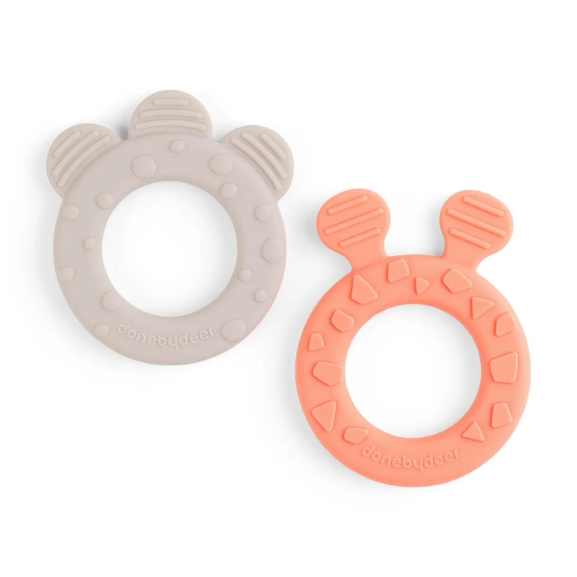 Teether 2-pack - Deer friends - Sand/Coral