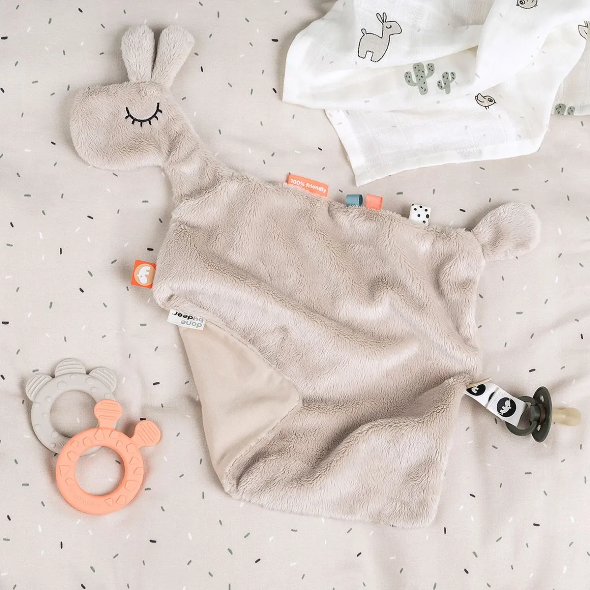 Teether 2-pack - Deer friends - Sand/Coral