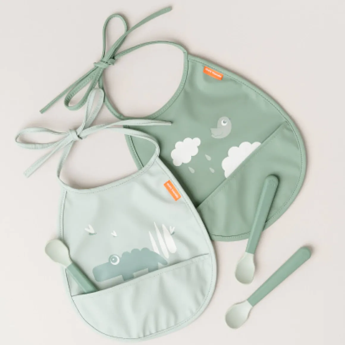 Tiny pocket bib 2-pack - Croco - Green