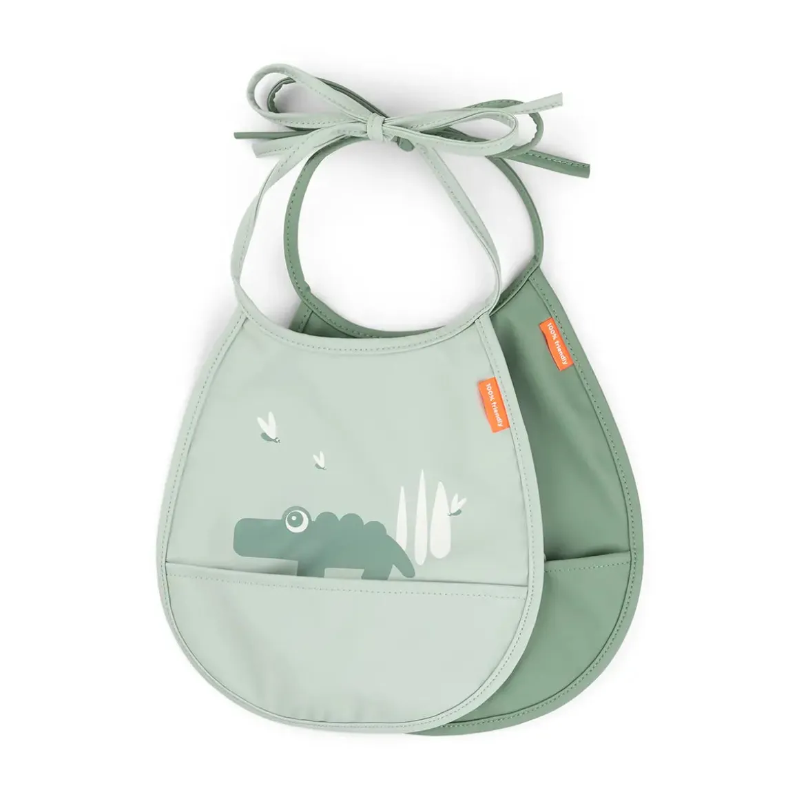 Tiny pocket bib 2-pack - Croco - Green