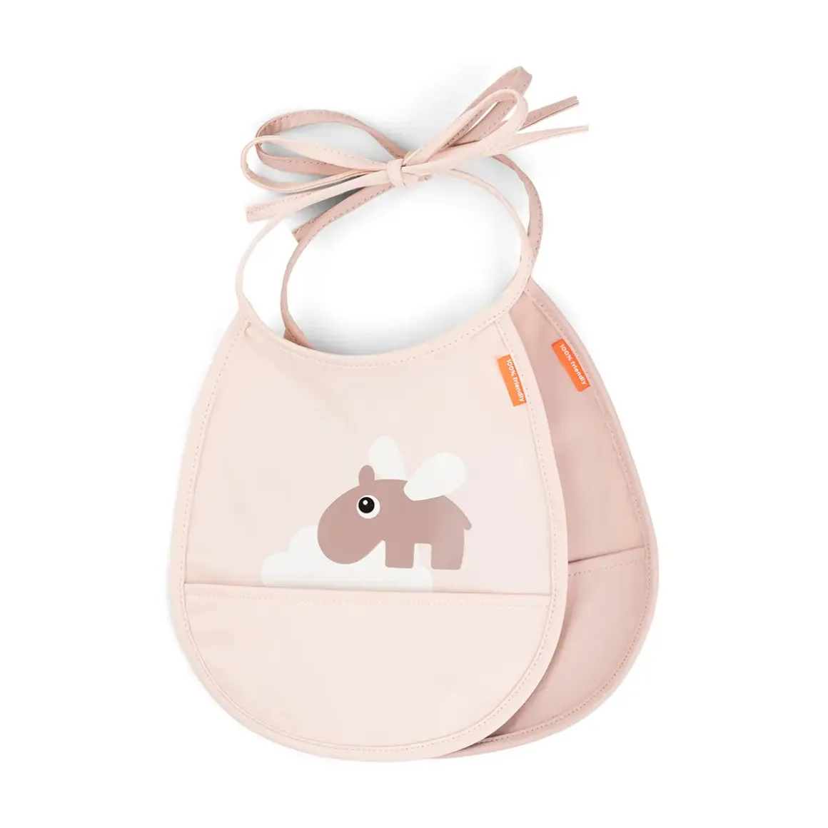 Tiny pocket bib 2-pack - Happy clouds - Powder