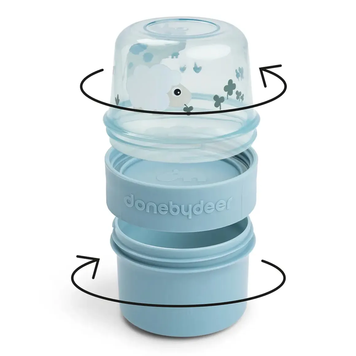 To go 2-way snack container S - Tiny farm - Blue
