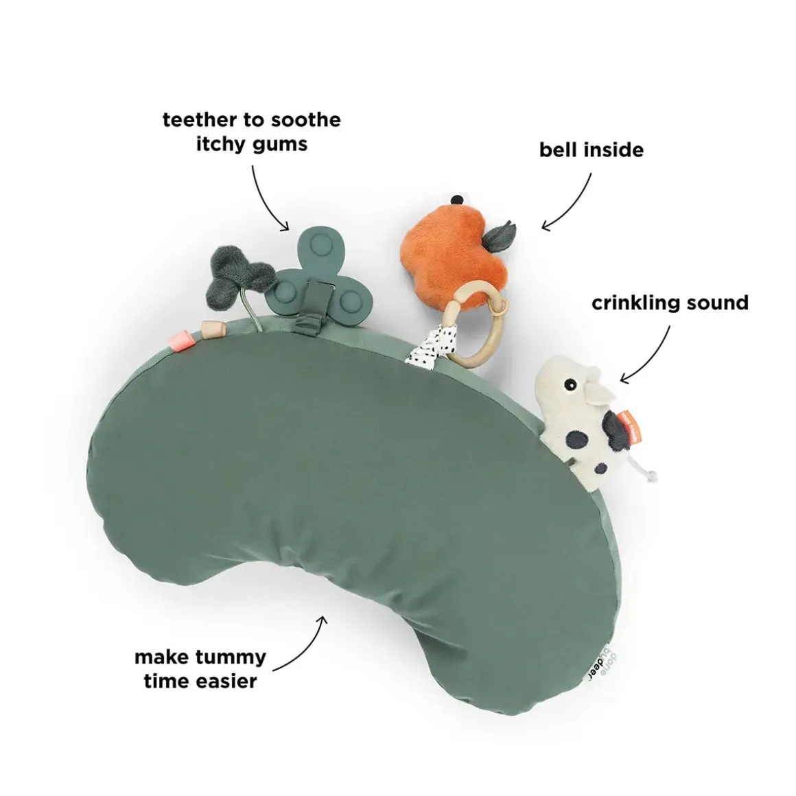 Tummy time activity pillow - Tiny farm - Green