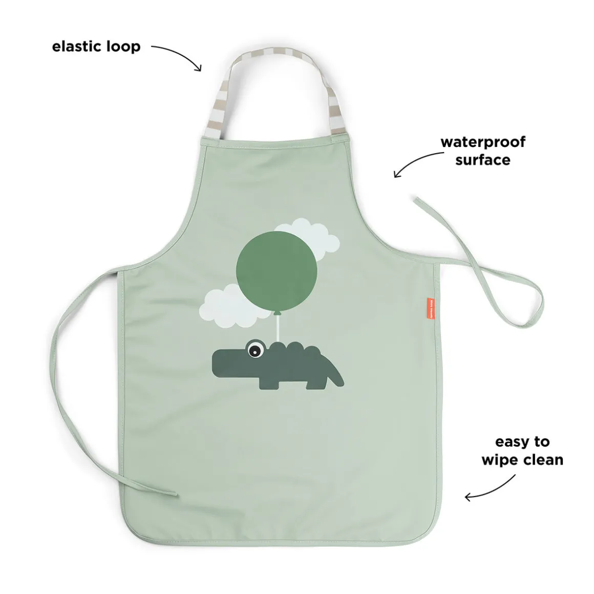 Waterproof kids apron - Happy clouds - Green