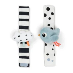 Wrist rattle set 2-pack - Happy clouds - Blue